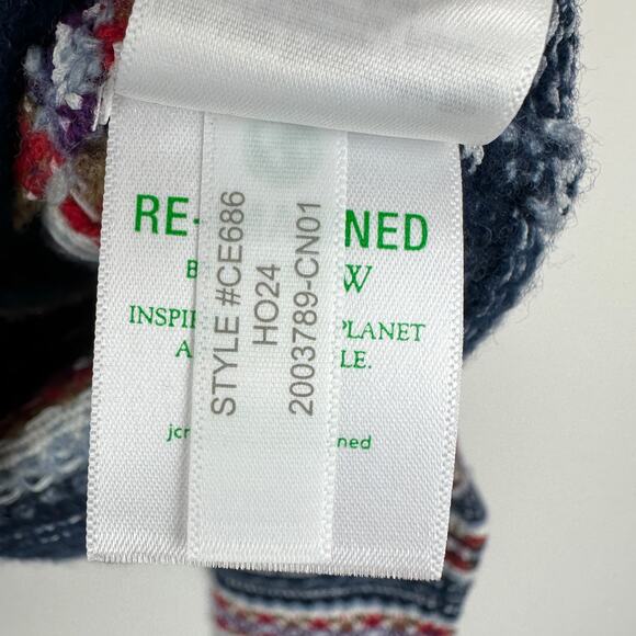 J.Crew Fair Isle Lady Jacket Boiled Wool Blend Gold Buttons Preppy Navy M NWT - Picture 10 of 15